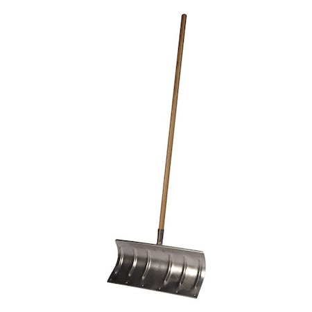 Emsco Group Aluminum Snow Shovel Pusher Design, 20in Blade, Non-Stick Coating, Wooden Handle 1216-1